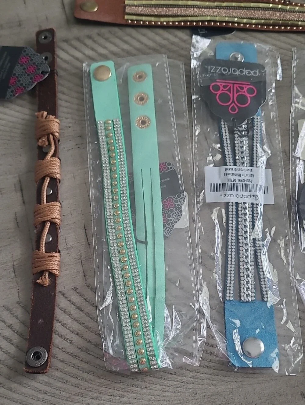 Snap Bracelets, NEVER WORN, Costume Jewelry, Rhinestones, an Faux Leather